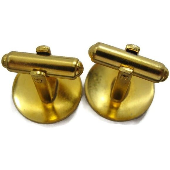 Polished Gold Tone Cufflinks Phoenix Bird Hallmark Wedding Tux Vintage - Picture 7 of 15